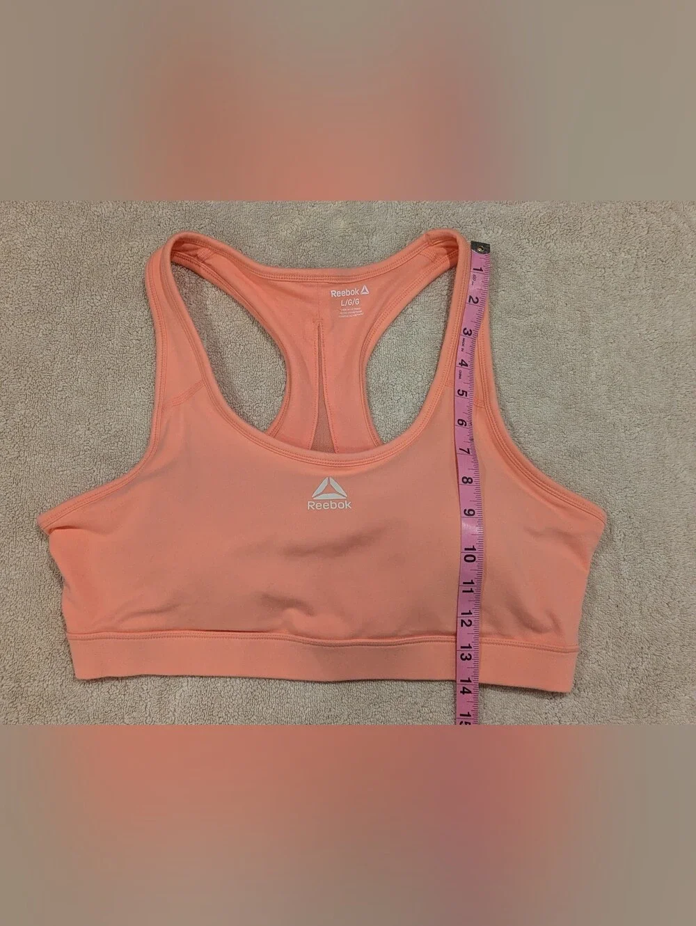 $15 Reebok Size L Peach Amber Stronger Medium Impact Sports Bra NWT Workout